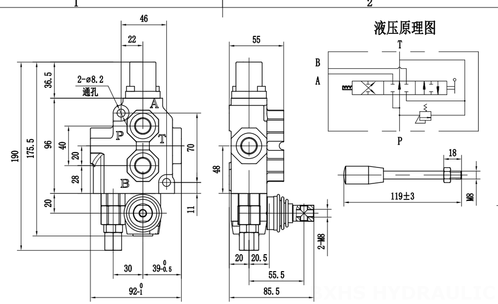 SD4 Điều khiển thủ công Xy lanh 1 Van định hướng khối liền drawing image