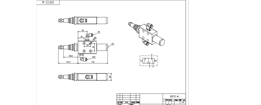 XQF-22W Khí nén Xy lanh 1 Van định hướng khối liền drawing image