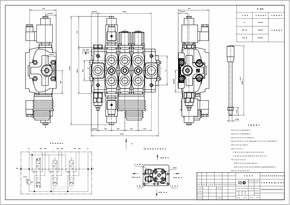 SD8 Biến áp và tay điều khiển Xy lanh 3 Van định hướng phân đoạn drawing image