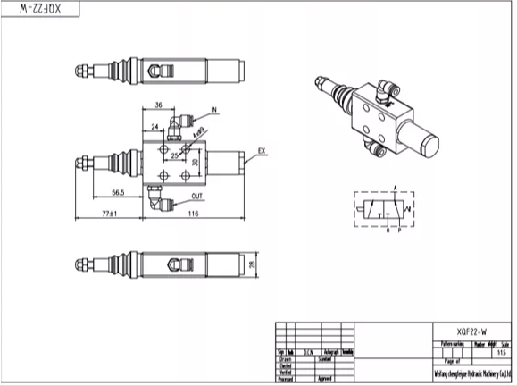XQF-22W Khí nén Xy lanh 1 Van định hướng khối liền drawing image