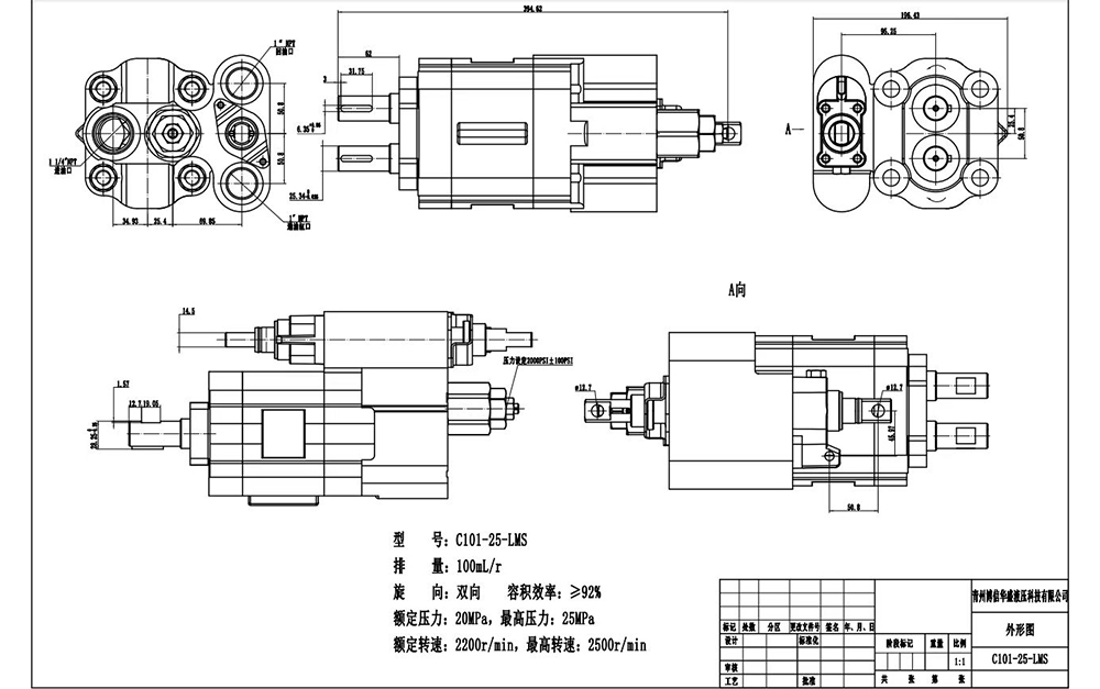 C102 112 cc/vòng Bơm bánh răng thủy lực drawing image