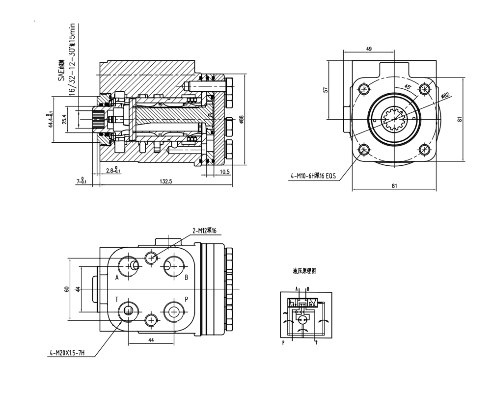 BZZ1-E80AS 80 ml/vòng 6 L/phút Bộ lái drawing image