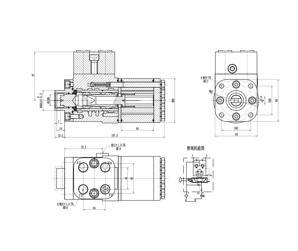 BZZ5-E500C 500 ml/vòng 38 L/phút Bộ lái drawing image