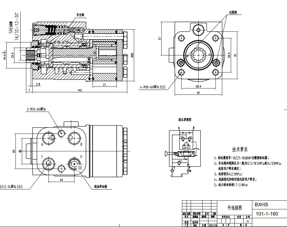 101-1-160 160 ml/vòng 16 L/phút Bộ lái drawing image