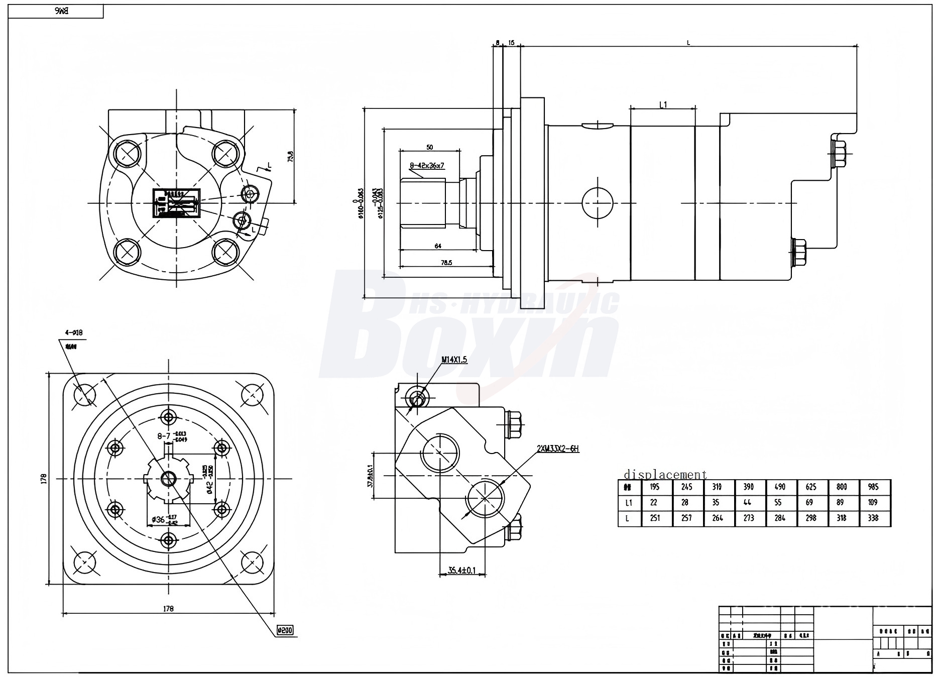 Động cơ thủy lực cánh quạt BM6-2 245 cc/vòng 150 L/phút Mô tơ thủy lực drawing image