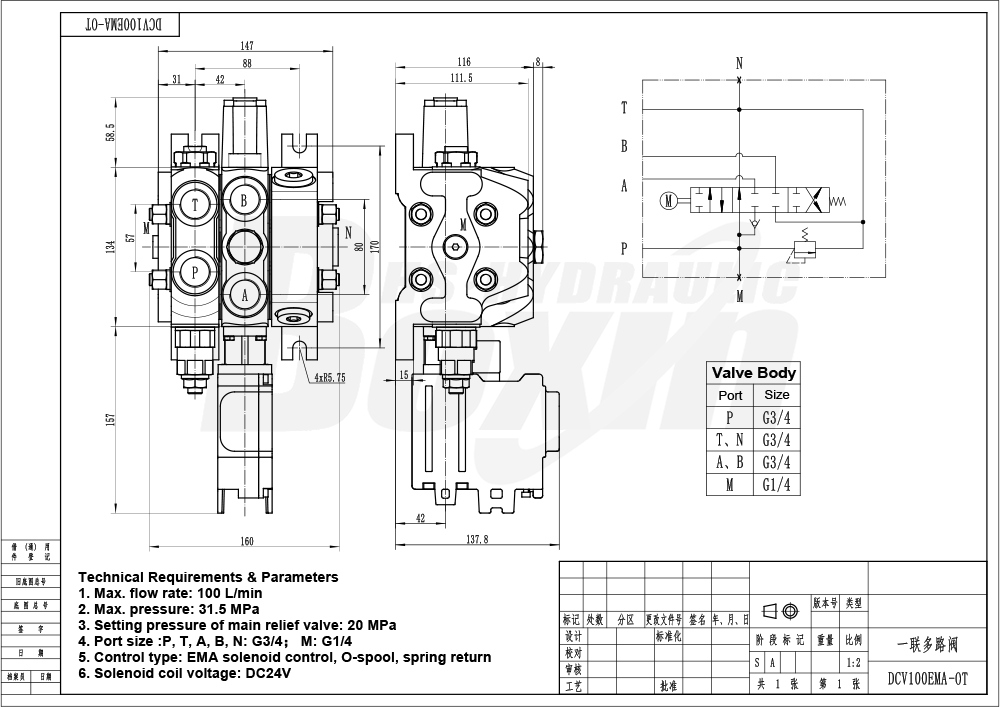 Strategic Partnership Opportunity for DCV100EMA-OT Electric Motor 1 Spool Sectional Directional Valve Distribution drawing image