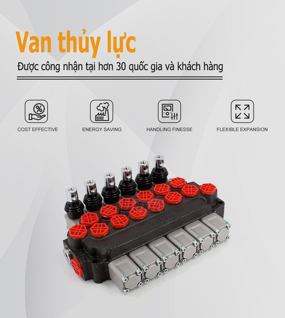 DCV40 Điều khiển thủ công 6 cuộn Van điều hướng