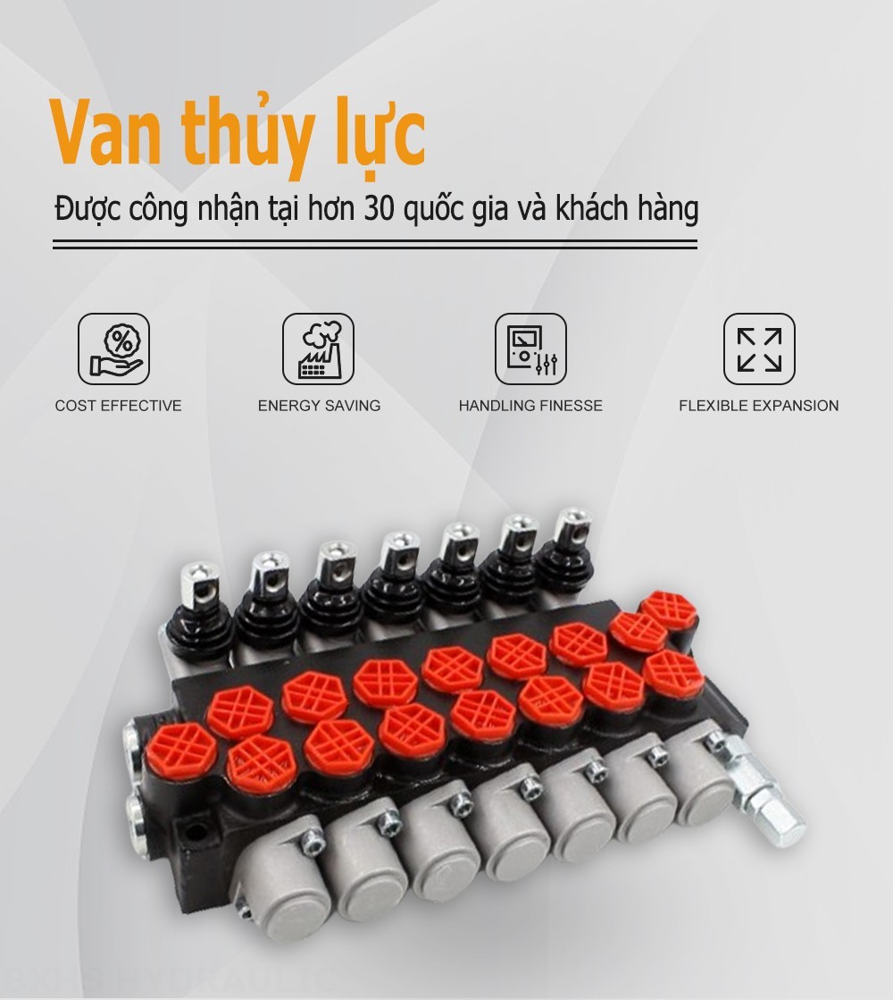 P40-G12-7OT Điều khiển thủ công Xy lanh 7 Van định hướng khối liền