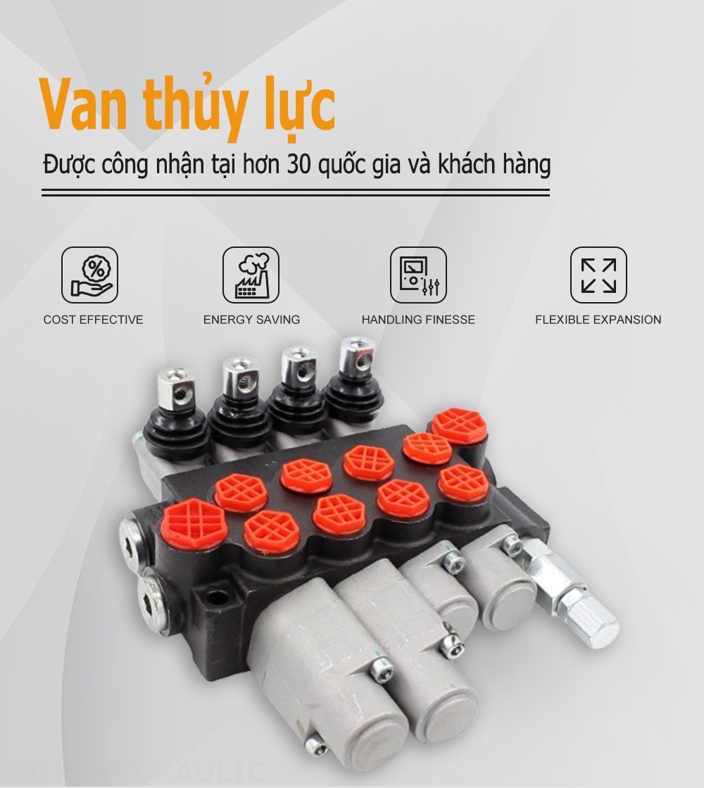 P40-G12-G38-2OT-2QTW Điều khiển thủ công Xy lanh 4 Van định hướng khối liền