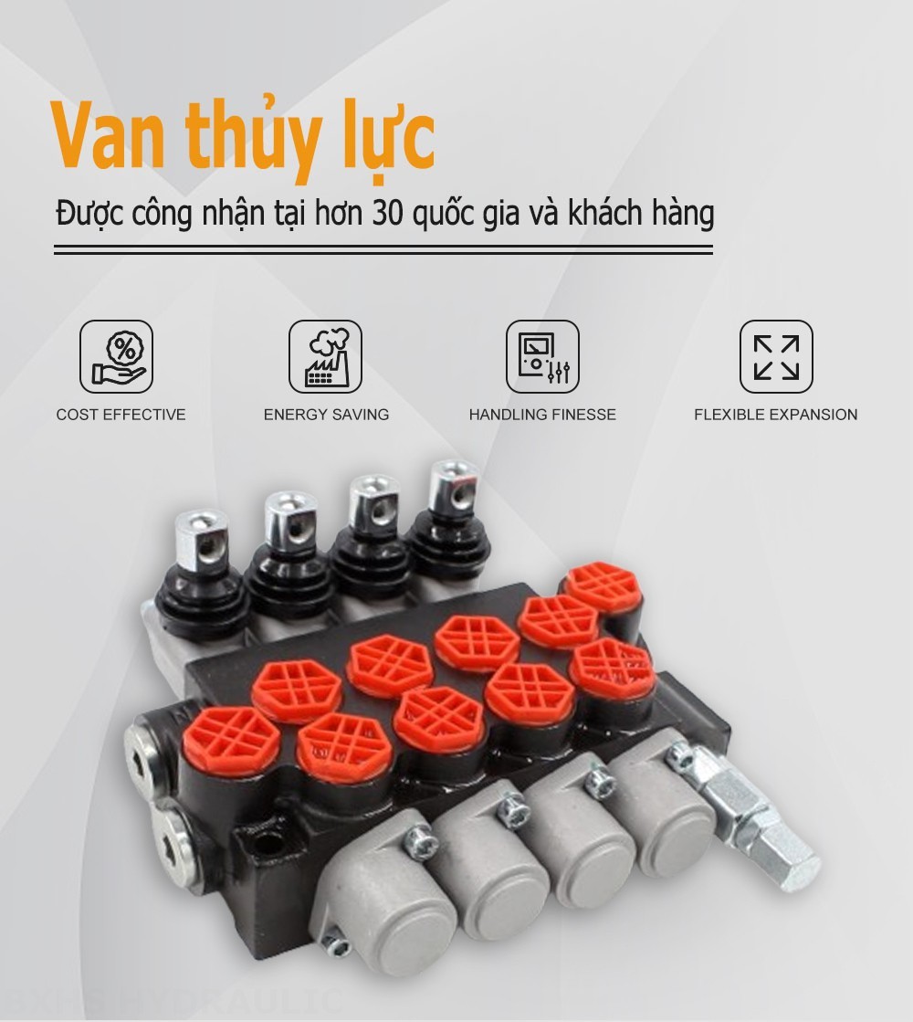 P40-G12-G38-4OT Điều khiển thủ công Xy lanh 4 Van định hướng khối liền