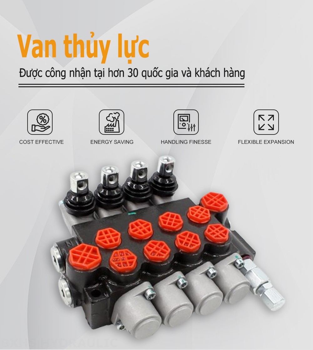 P40-G12-G38-OT Điều khiển thủ công Xy lanh 4 Van định hướng khối liền