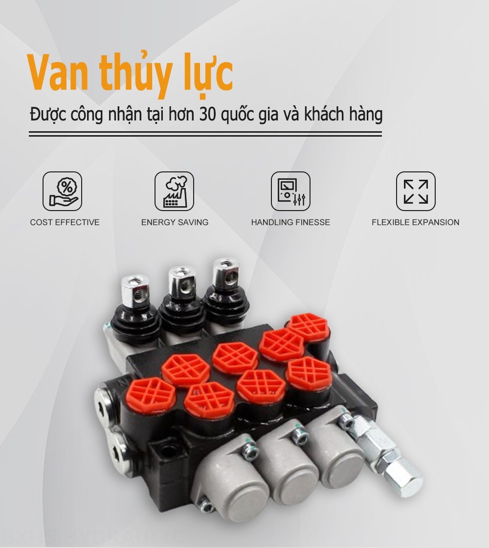 P40-G12 Điều khiển thủ công Xy lanh 3 Van định hướng khối liền