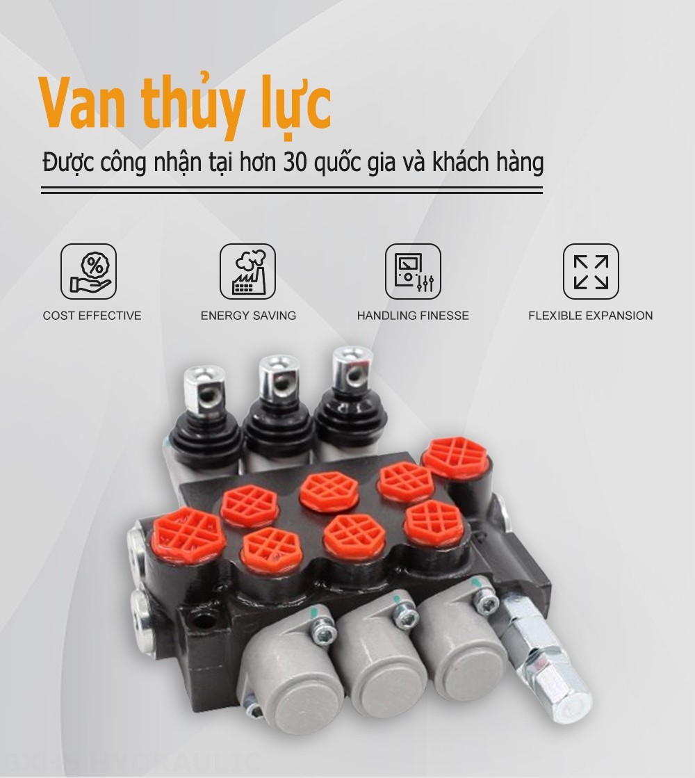 P40-G38-G12-OT-OT-OT Điều khiển thủ công Xy lanh 3 Van định hướng khối liền