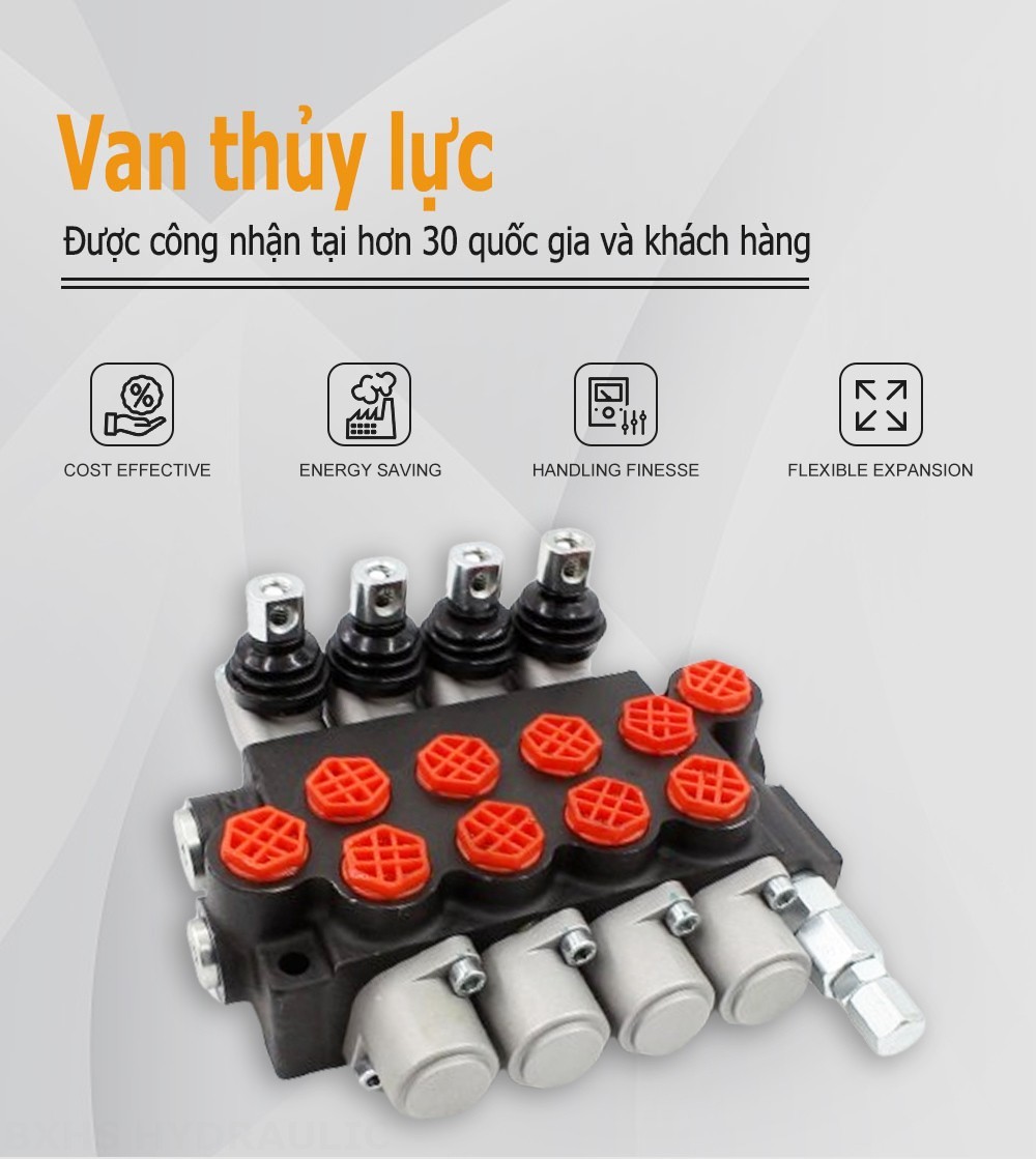 P40-G38 Điều khiển thủ công Xy lanh 4 Van định hướng khối liền