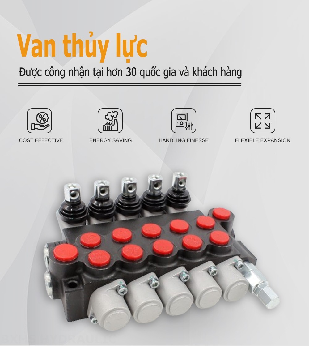 P40-U34-U78 Điều khiển thủ công Xy lanh 5 Van định hướng khối liền