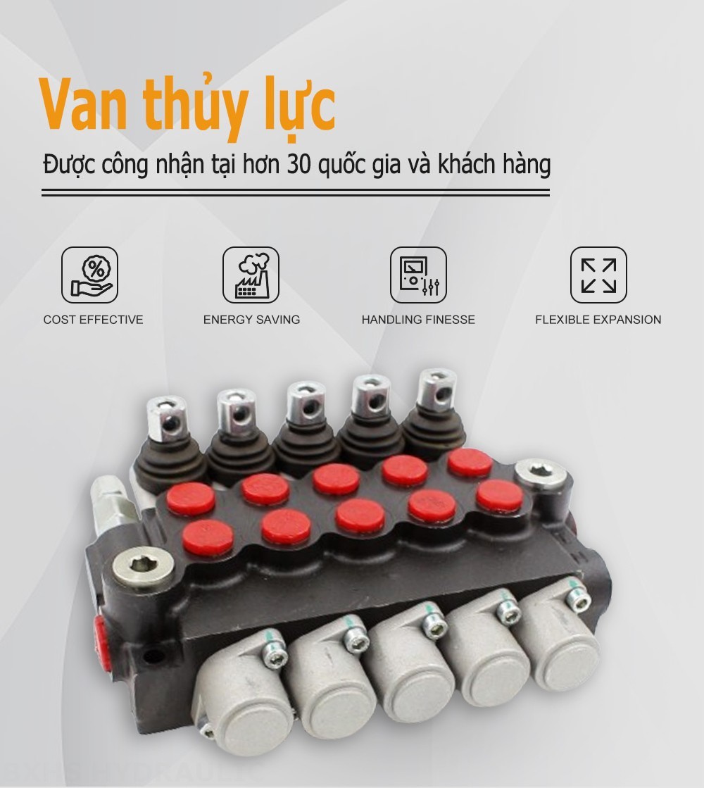 P40-U34-U78 Điều khiển thủ công Xy lanh 5 Van định hướng khối liền