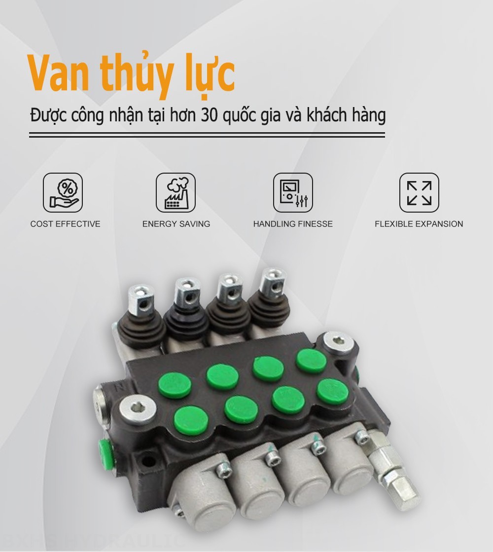 P40-U34 Điều khiển thủ công Xy lanh 4 Van định hướng khối liền