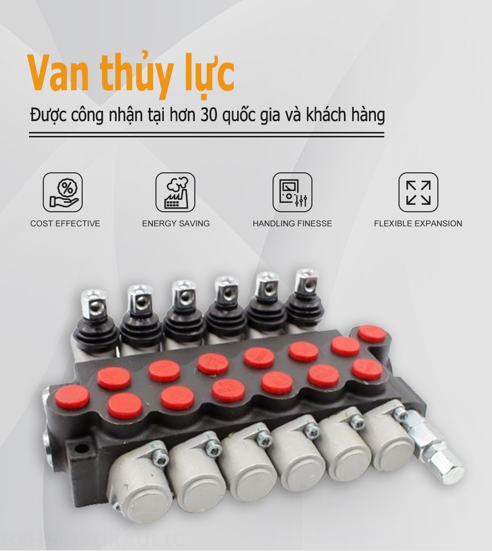 P40-U34 Điều khiển thủ công Xy lanh 6 Van định hướng khối liền