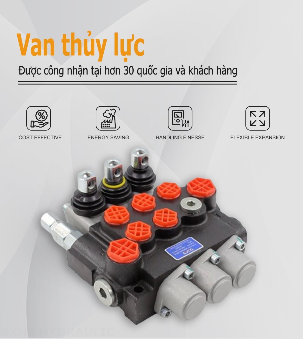 P40 Điều khiển thủ công Xy lanh 3 Van định hướng khối liền