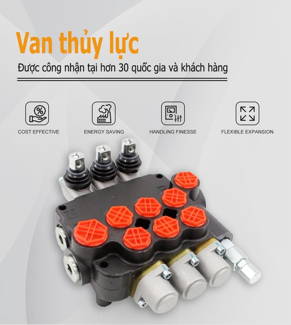 P80-G12-G34-OT Điều khiển thủ công Xy lanh 3 Van định hướng khối liền