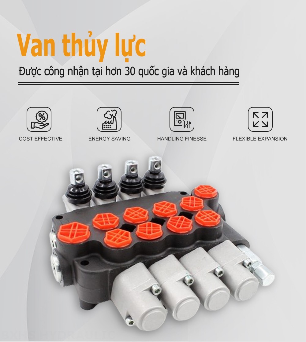 P80-G12-G34-OT Điều khiển thủ công Xy lanh 4 Van định hướng khối liền