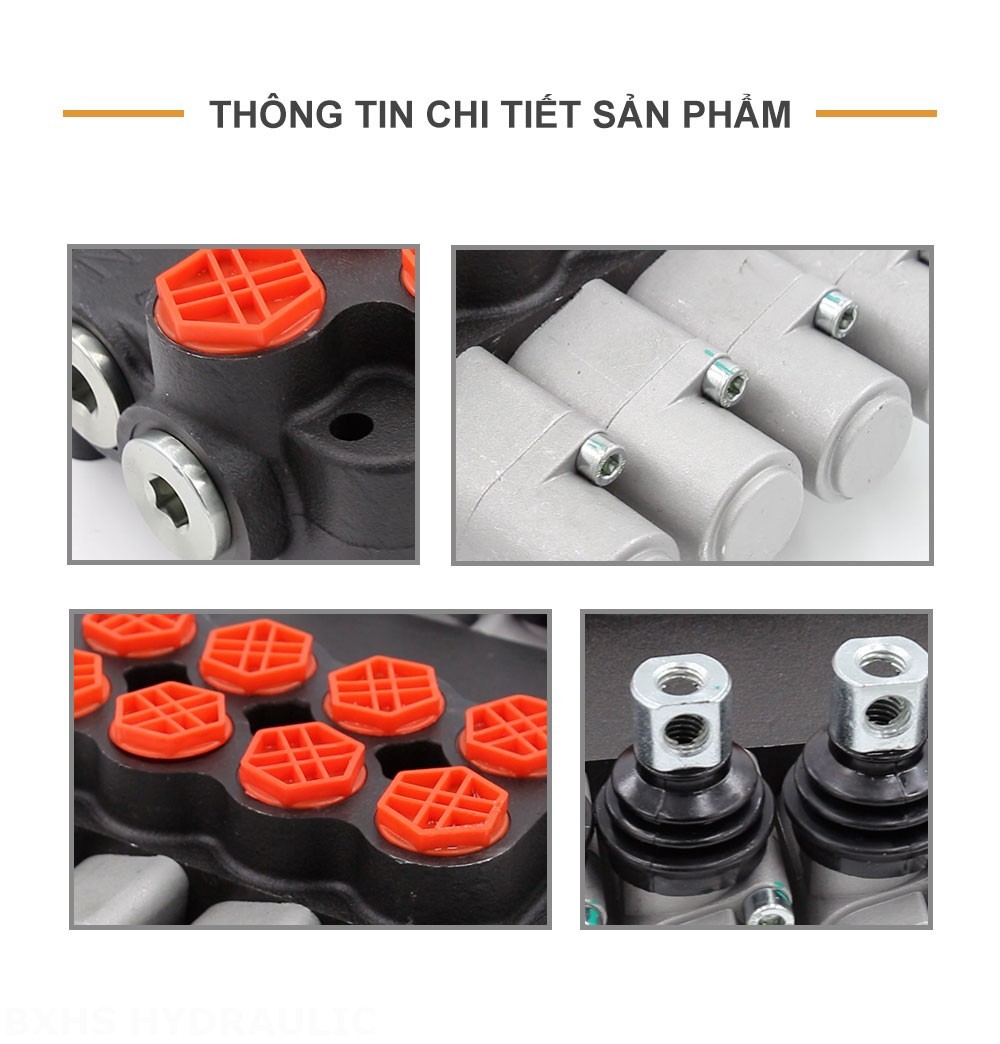 P80-G12-G34-OT Điều khiển thủ công Xy lanh 4 Van định hướng khối liền