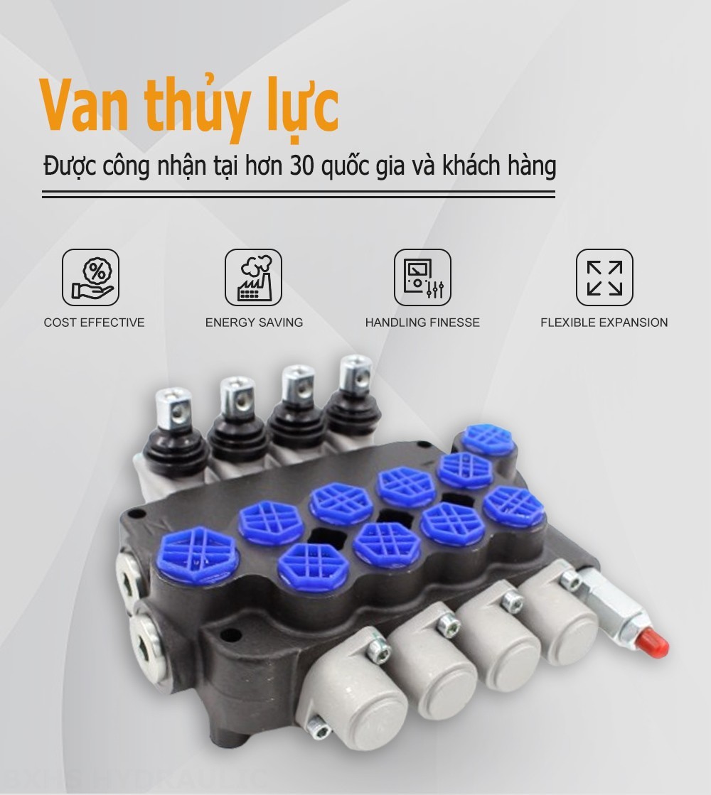 P80-G12-G34 Điều khiển thủ công Xy lanh 4 Van định hướng khối liền