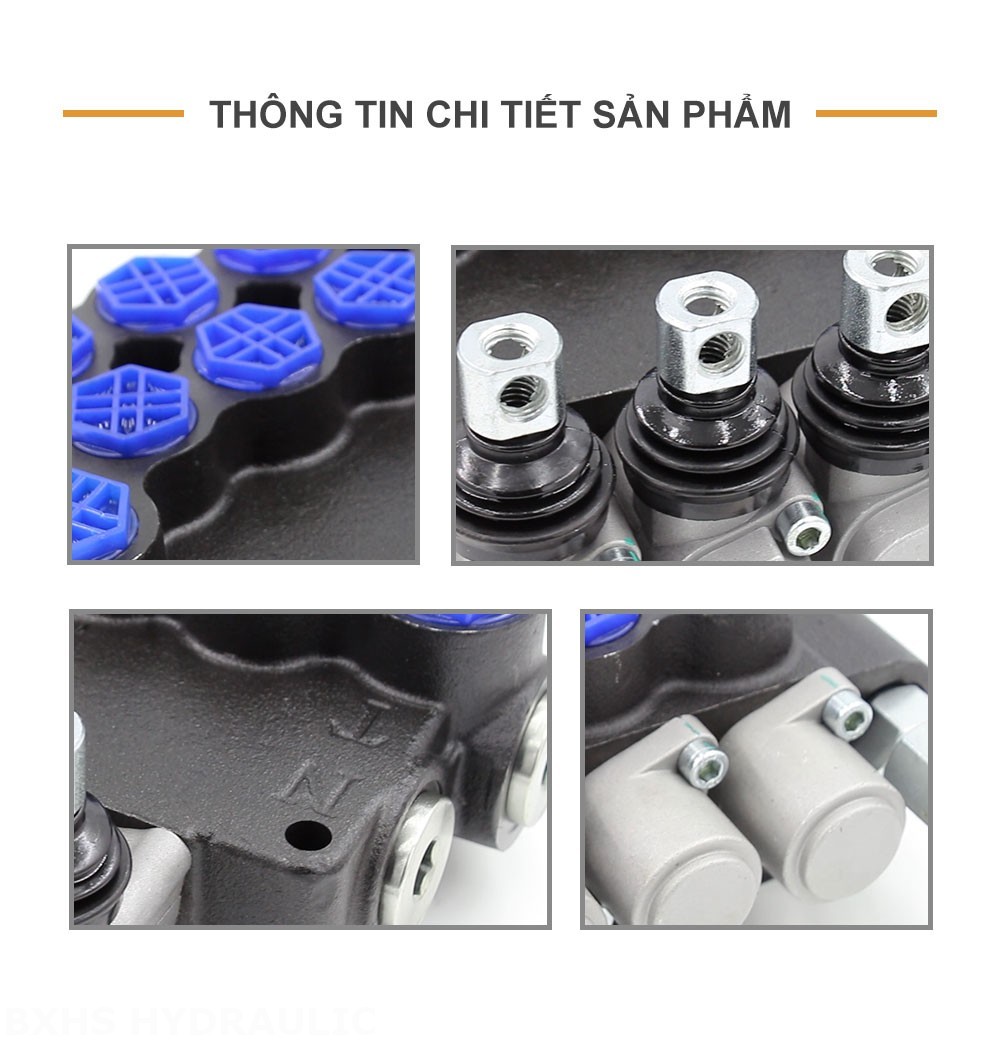 P80-G12-G34 Điều khiển thủ công Xy lanh 4 Van định hướng khối liền