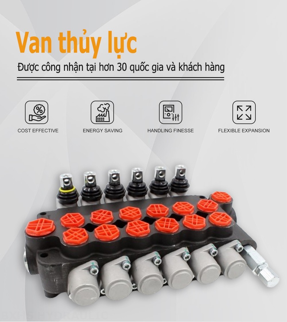 P80-G12-G34 Điều khiển thủ công Xy lanh 6 Van định hướng khối liền