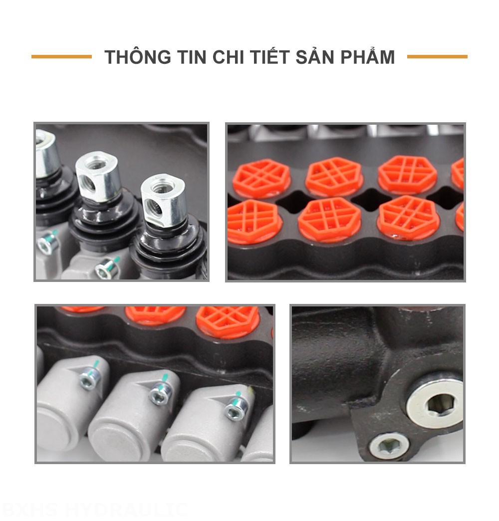 P80-G12-G34 Điều khiển thủ công Xy lanh 6 Van định hướng khối liền