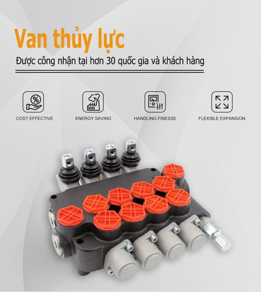 P80-G34-4OT Điều khiển thủ công Xy lanh 4 Van định hướng khối liền