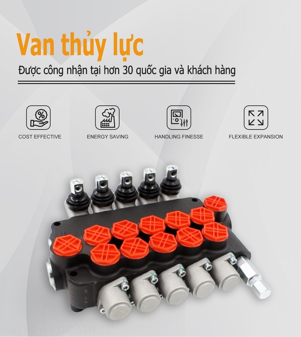 P80-G34-5OT Điều khiển thủ công Xy lanh 5 Van định hướng khối liền