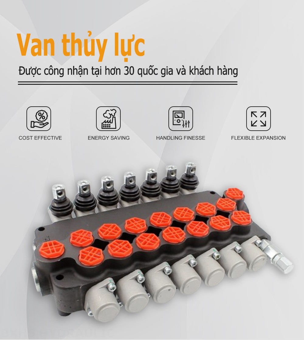 P80-G34-7OT Điều khiển thủ công Xy lanh 7 Van định hướng khối liền