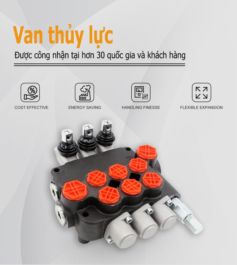 P80-G34-G12-3OT Điều khiển thủ công Xy lanh 3 Van định hướng khối liền