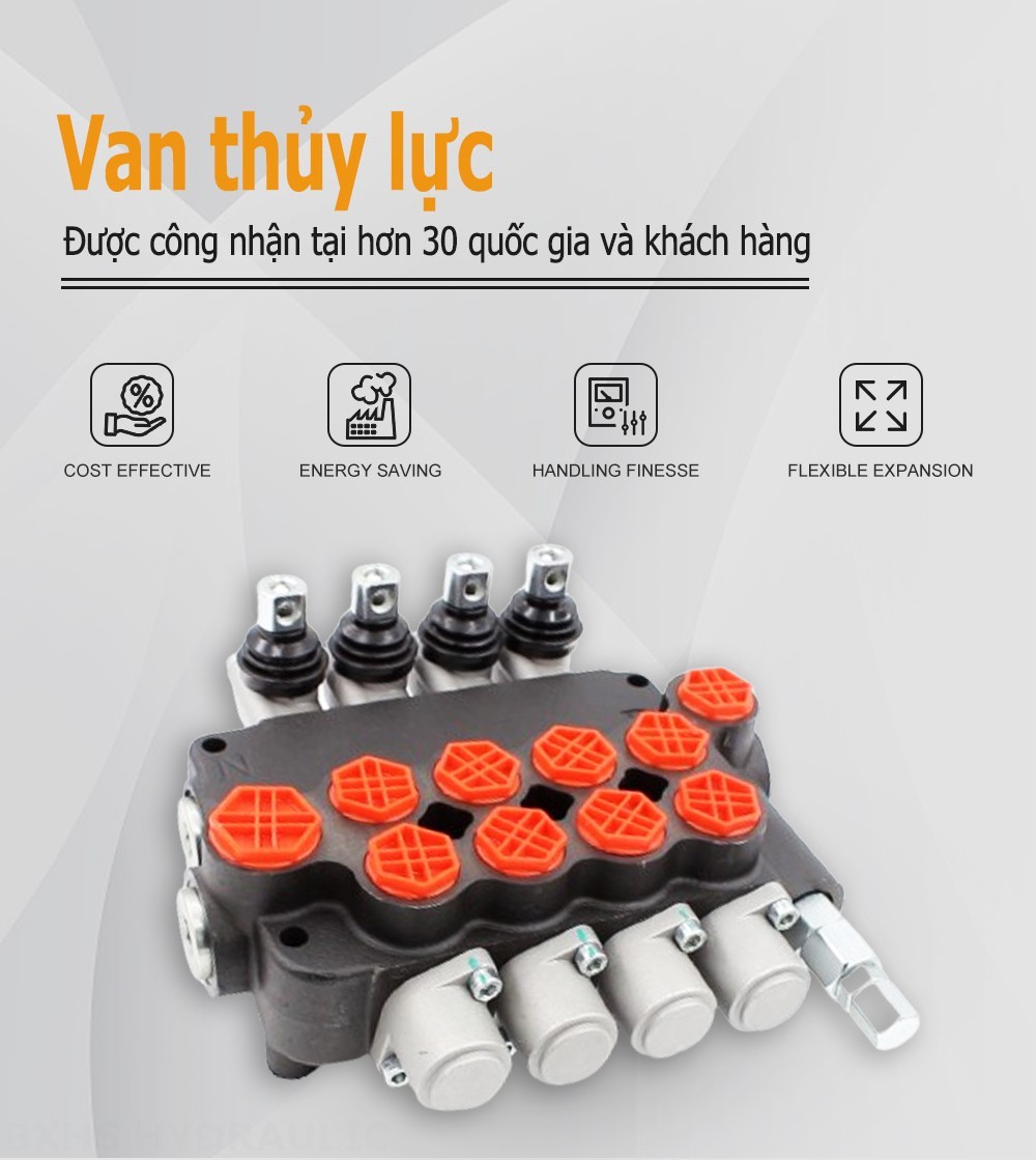 P80-G34-G12-4OT Điều khiển thủ công Xy lanh 4 Van định hướng khối liền