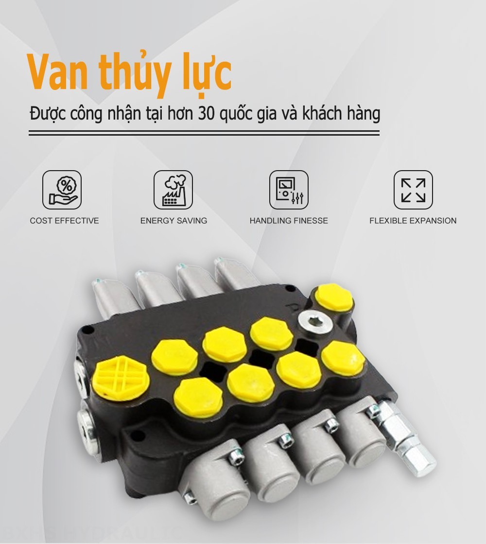 P80-G34-G12-AT-3OT Điều khiển thủ công Xy lanh 4 Van định hướng khối liền