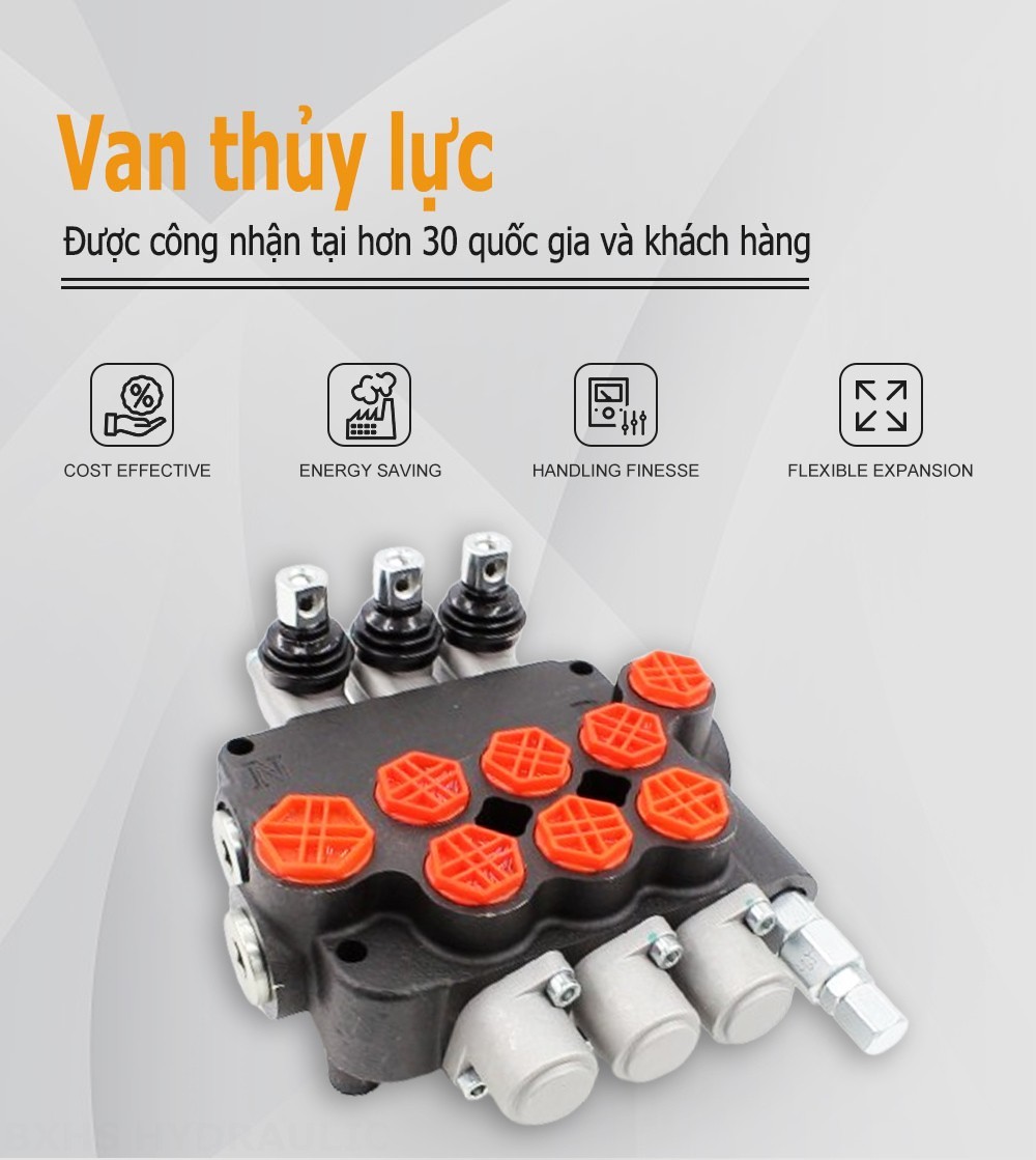 P80-G34-G12-OT Điều khiển thủ công Xy lanh 3 Van định hướng khối liền