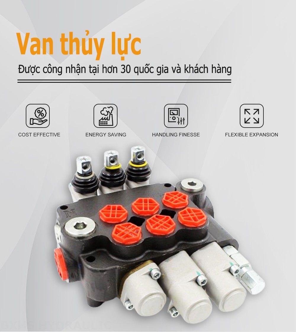 P80-G34-G12 Điều khiển thủ công Xy lanh 3 Van định hướng khối liền