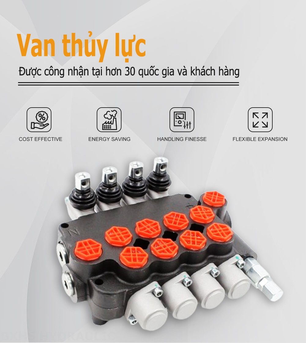 P80-G34-G12 Điều khiển thủ công Xy lanh 4 Van định hướng khối liền