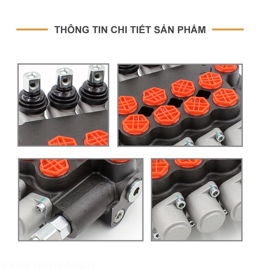 P80-G34-G12 Điều khiển thủ công Xy lanh 4 Van định hướng khối liền