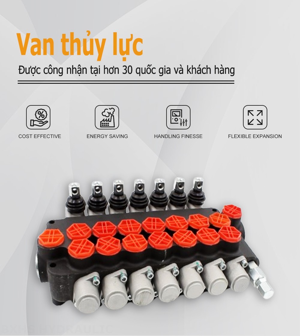 P80-G34-OT Điều khiển thủ công Xy lanh 7 Van định hướng khối liền