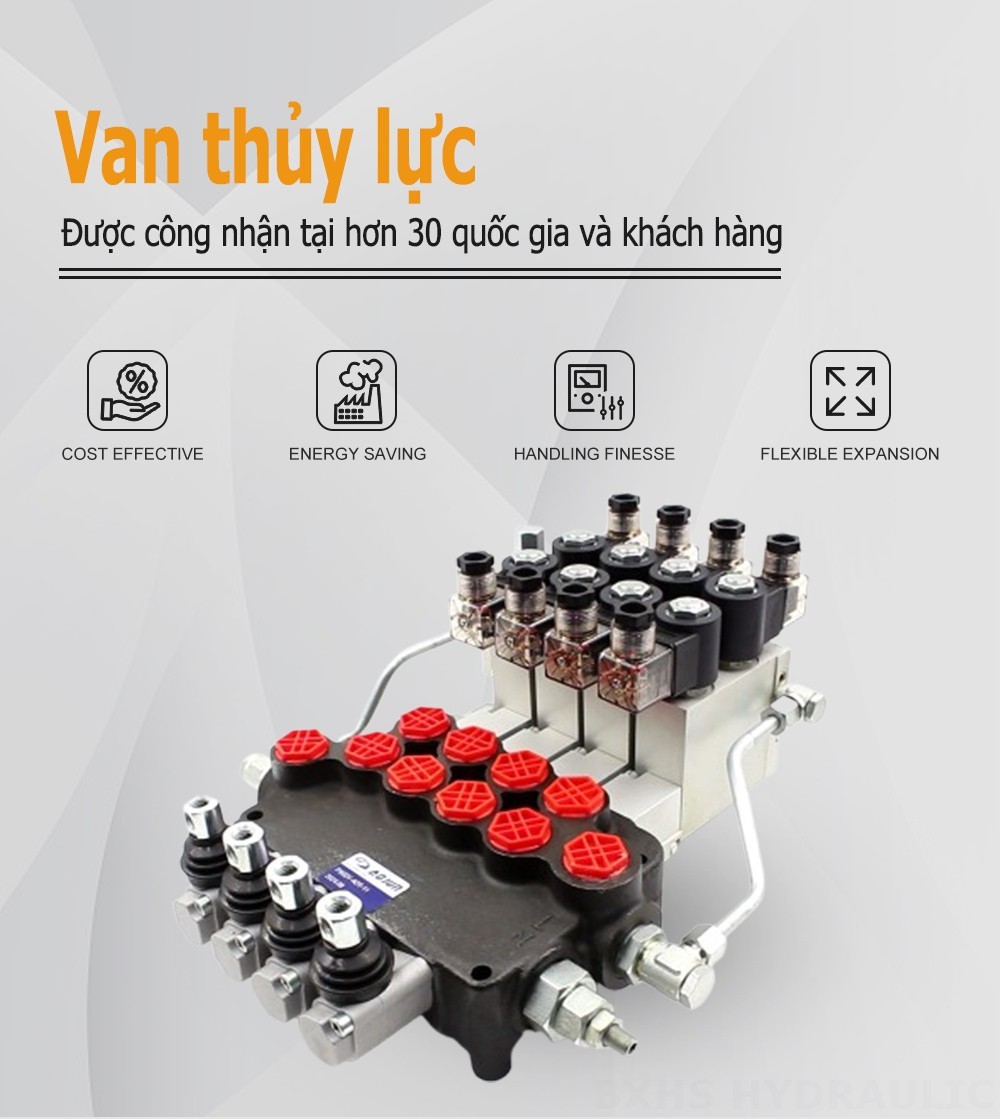 P80 Điện khí-thủy lực Xy lanh 4 Van điều hướng Monoblock