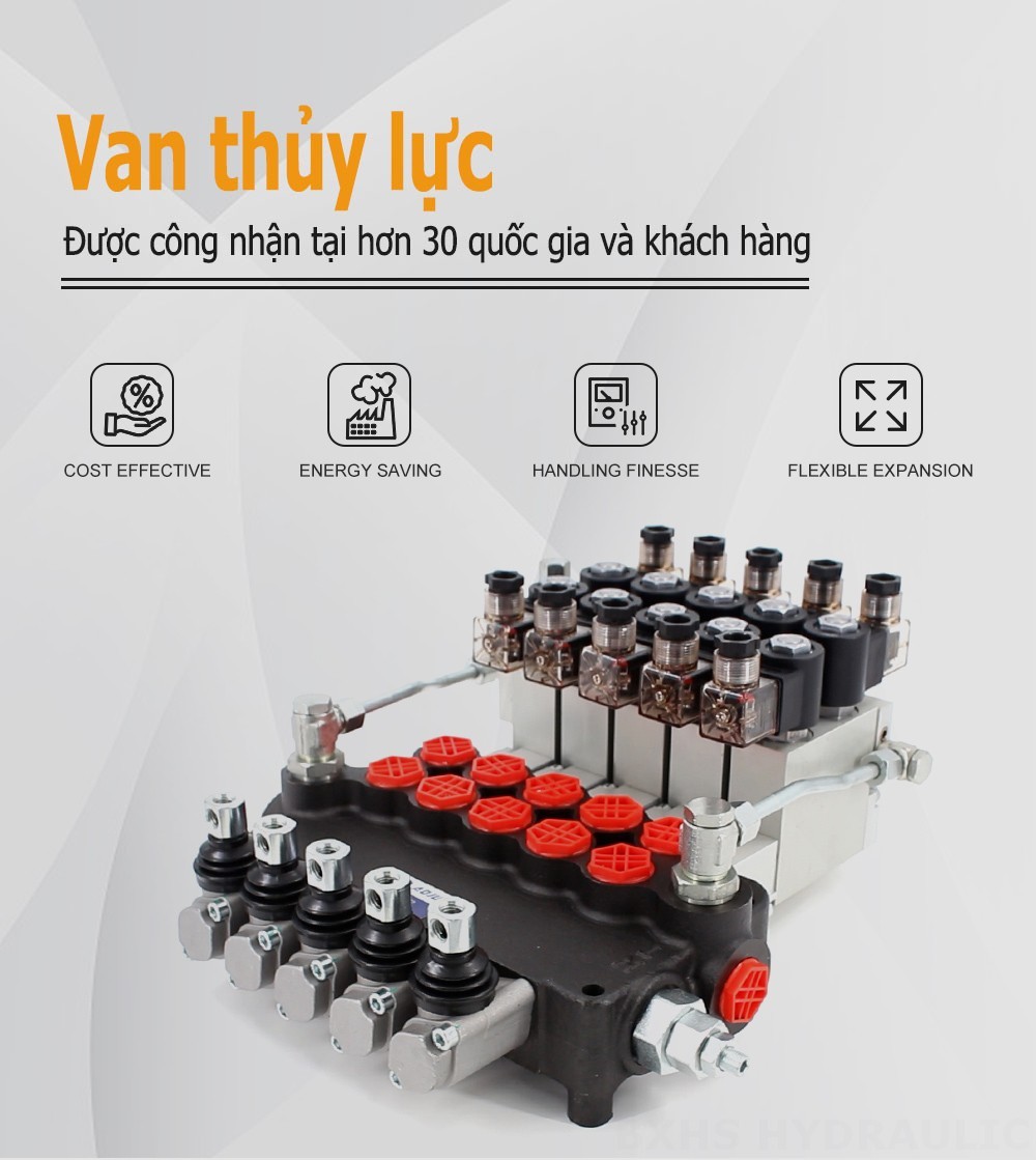 P80 Điện khí-thủy lực Xy lanh 5 Van điều hướng Monoblock